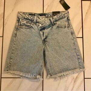 Wild Fable Angled High-Rise Light Blue Bermuda Denim Shorts